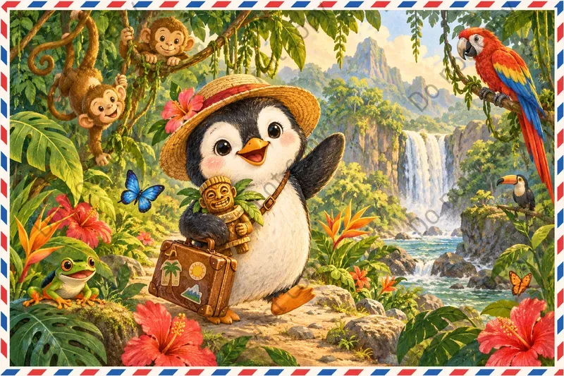 Cute Animal Pen Pal Postcard Art