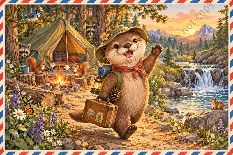 Cute Animal Pen Pal Postcard Art