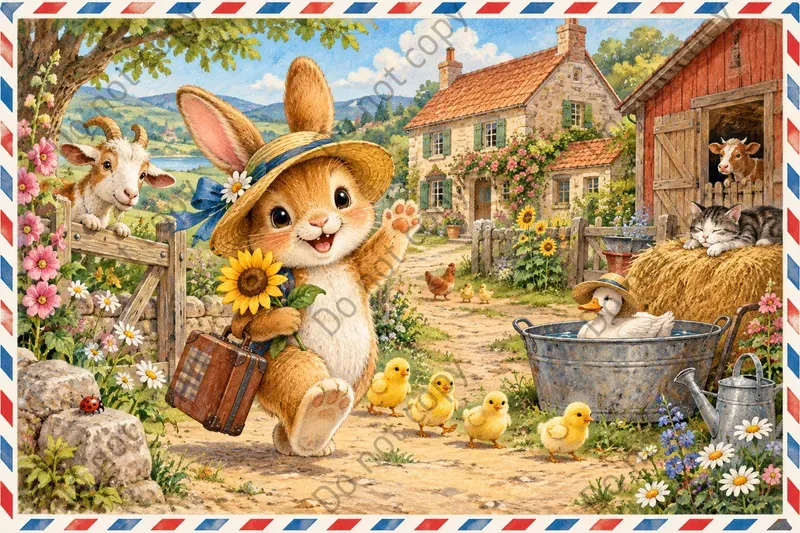 Cute Animal Pen Pal Postcard Art