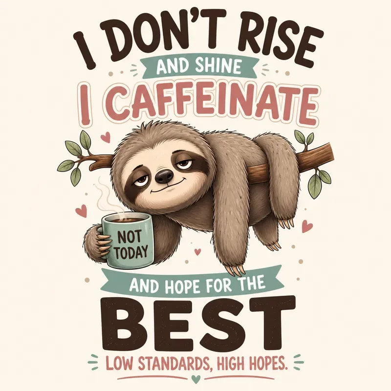 Sleepy Animal Coffee Humor