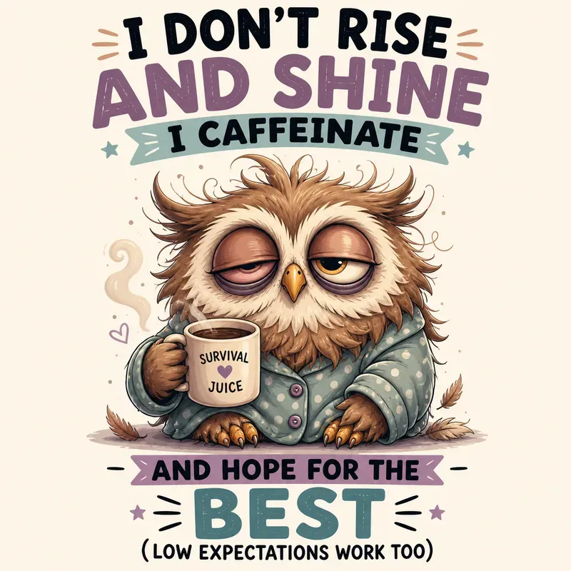 Sleepy Animal Coffee Humor