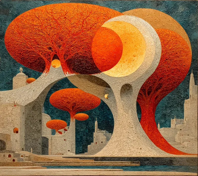 Surreal Grattage Landscapes
