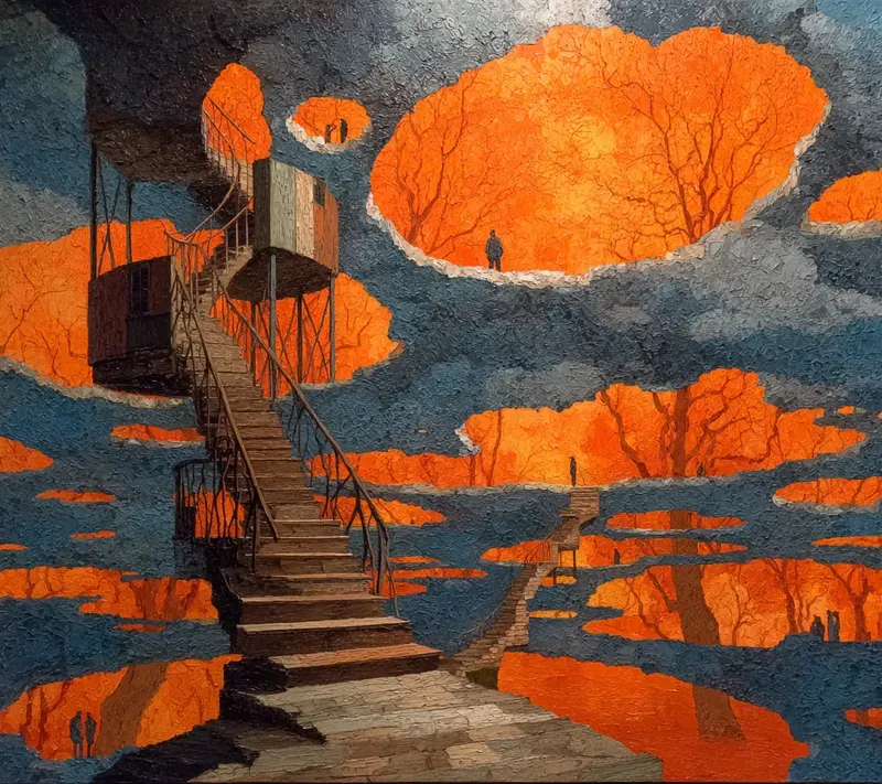 Surreal Grattage Landscapes
