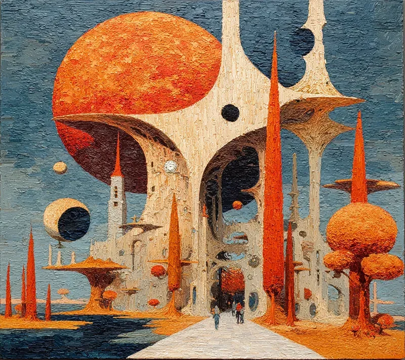 Surreal Grattage Landscapes