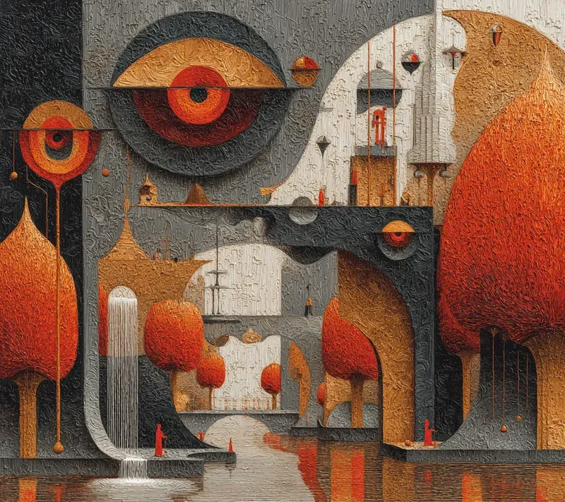Surreal Grattage Landscapes