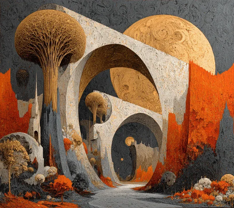 Surreal Grattage Landscapes