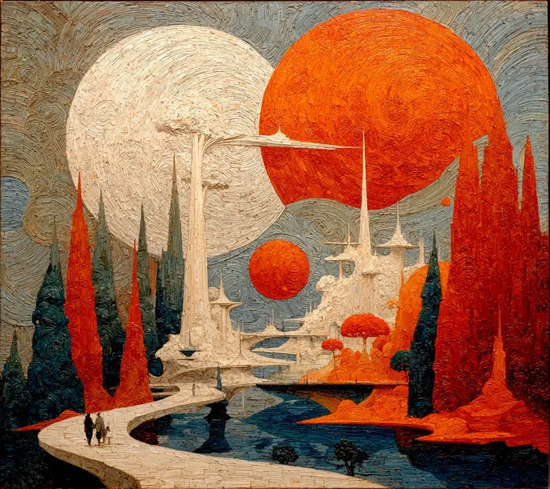Surreal Grattage Landscapes