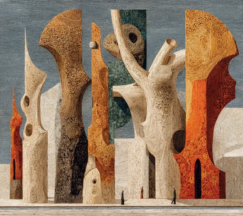 Surreal Grattage Landscapes