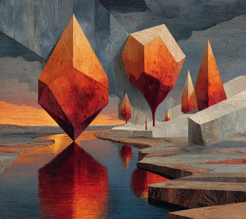 Surreal Grattage Landscapes