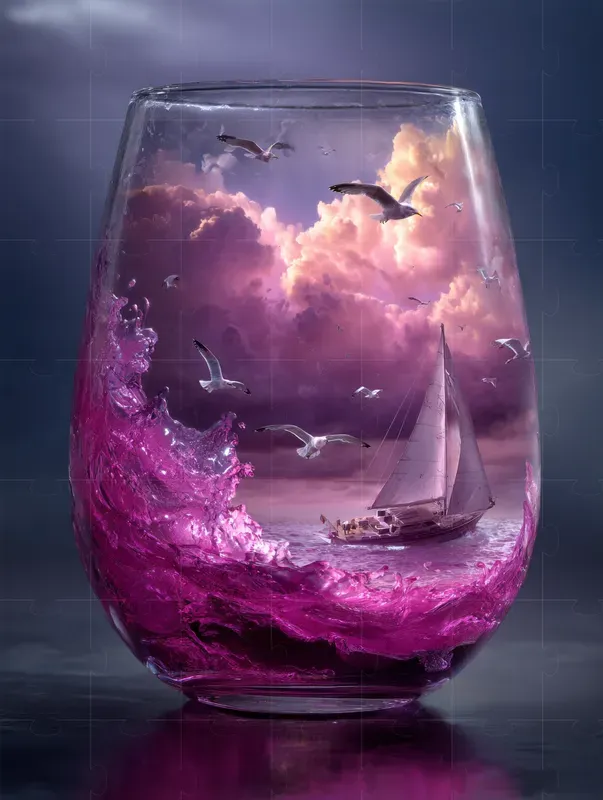 Hyperrealistic Surreal Glass Scenes