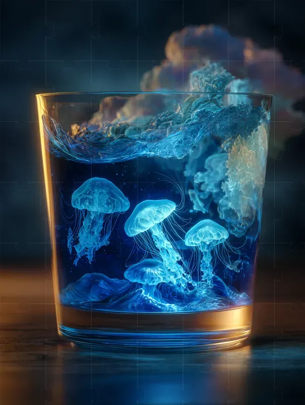 Hyperrealistic Surreal Glass Scenes