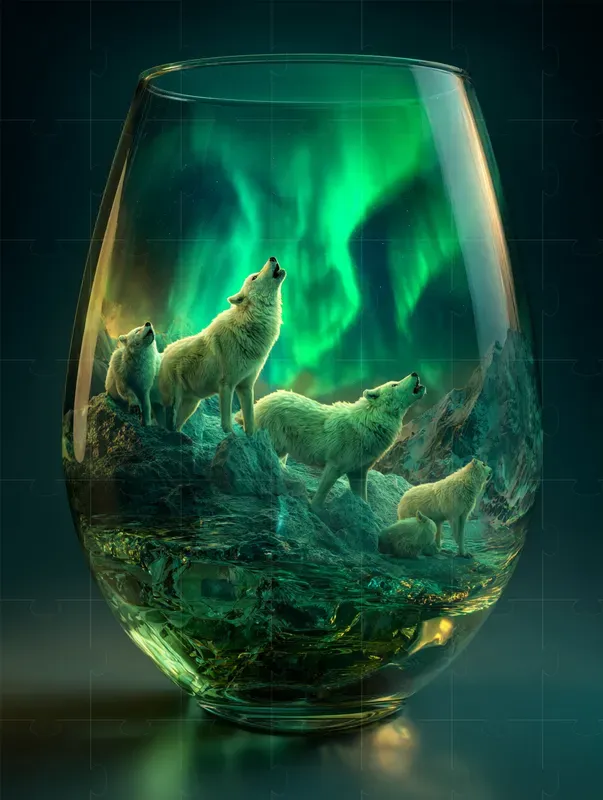 Hyperrealistic Surreal Glass Scenes