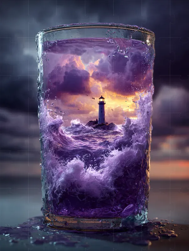 Hyperrealistic Surreal Glass Scenes