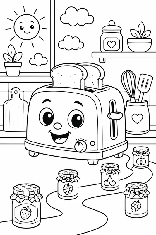Whimsical Kids Coloring Book Line Art