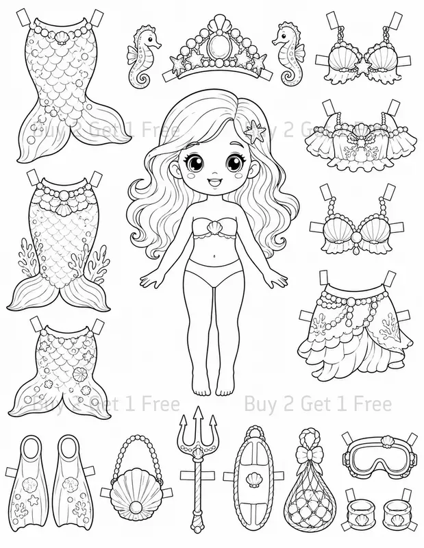 Dressup Paper Doll Coloring Books