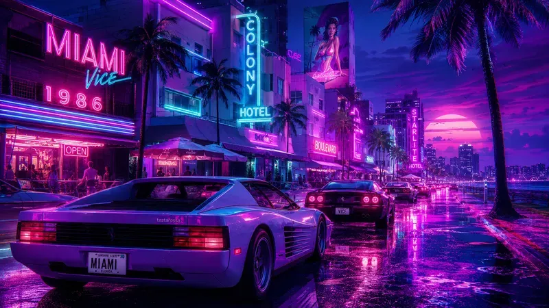 Retrofuturistic Neon City Generator