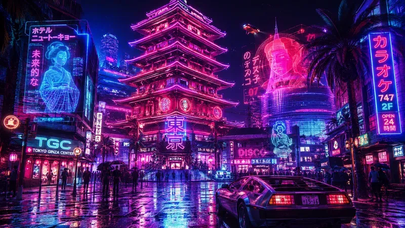 Retrofuturistic Neon City Generator