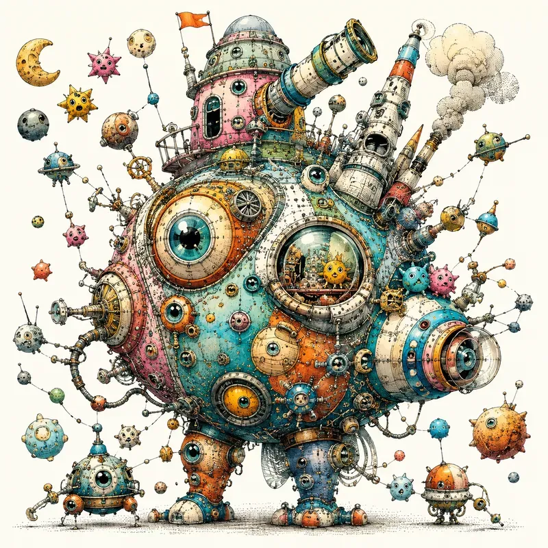 Whimsical Alien Machine Worlds