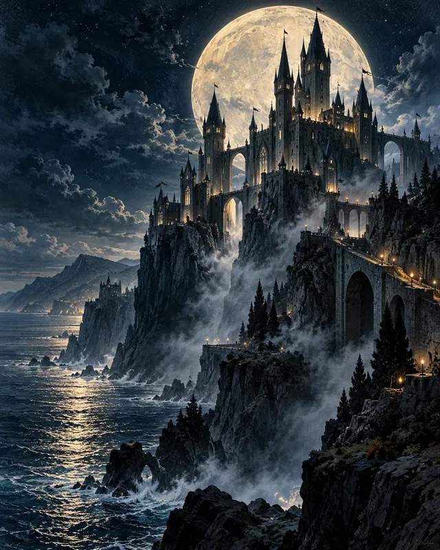 Moonlit Castle Posters