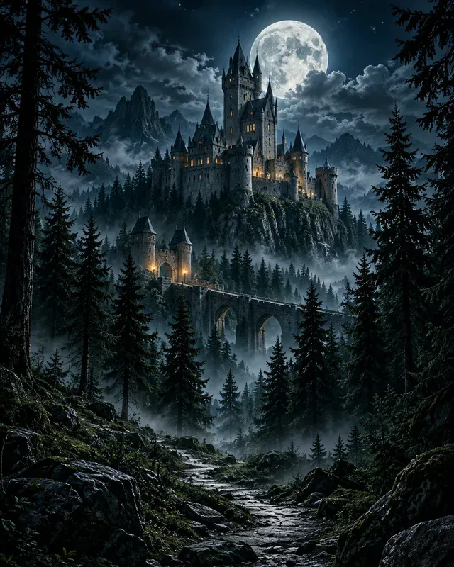 Moonlit Castle Posters