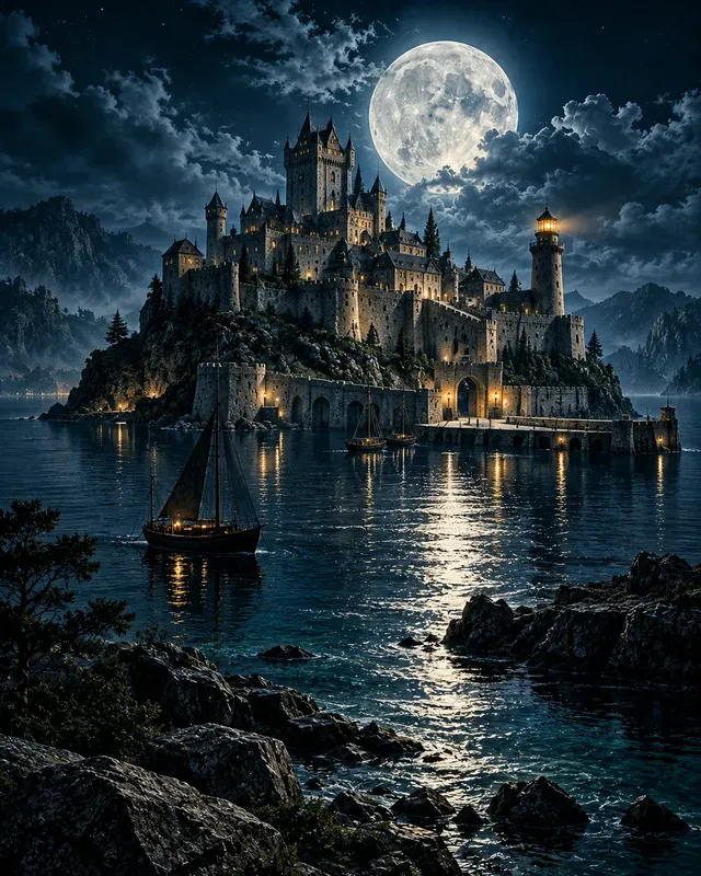 Moonlit Castle Posters