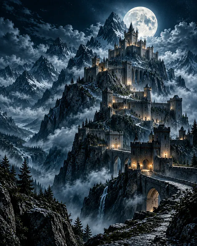 Moonlit Castle Posters