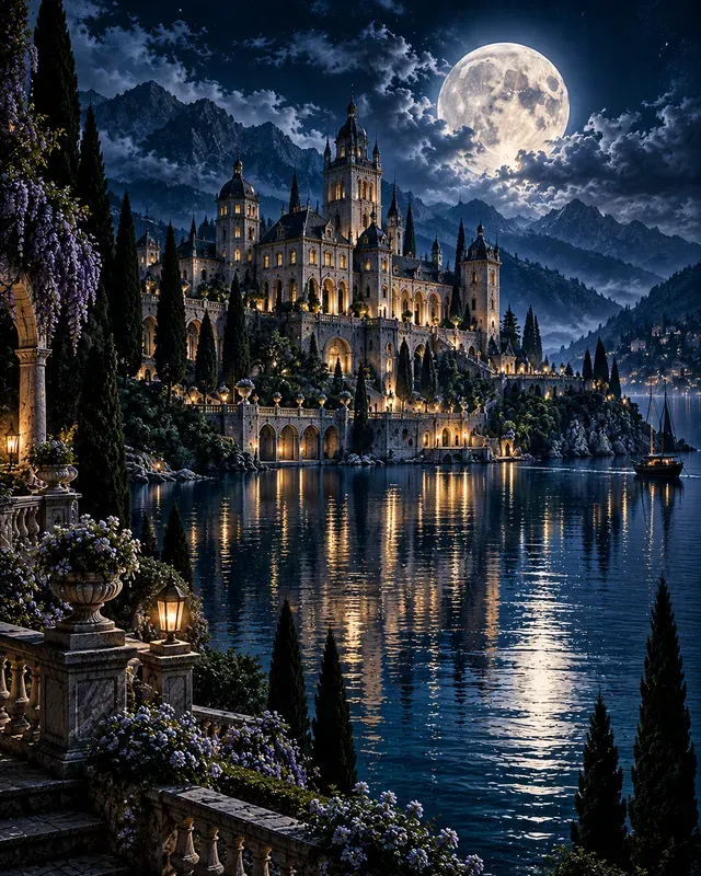 Moonlit Castle Posters