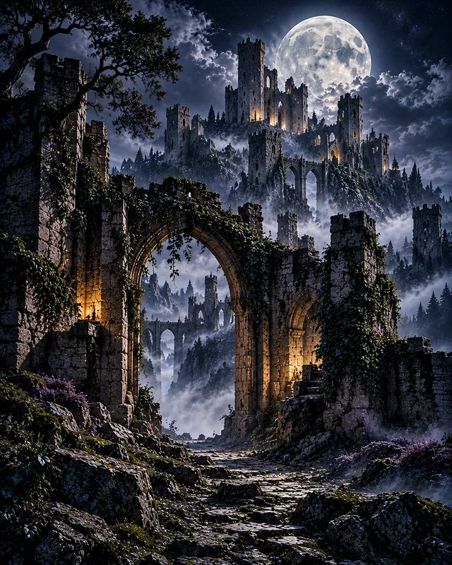 Moonlit Castle Posters