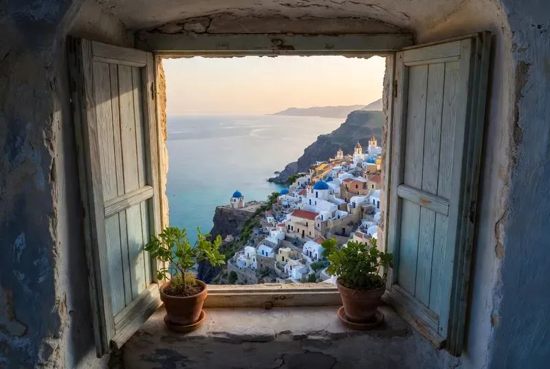 Mediterranean Window Views Art Posters