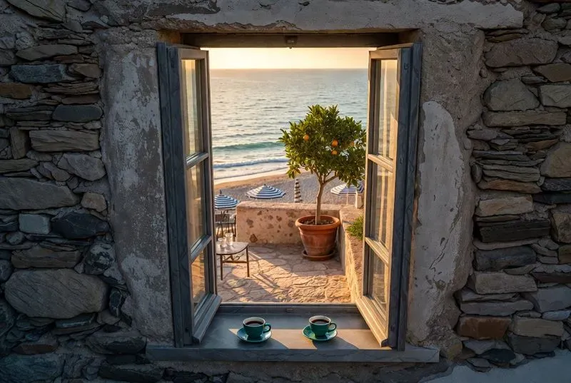 Mediterranean Window Views Art Posters