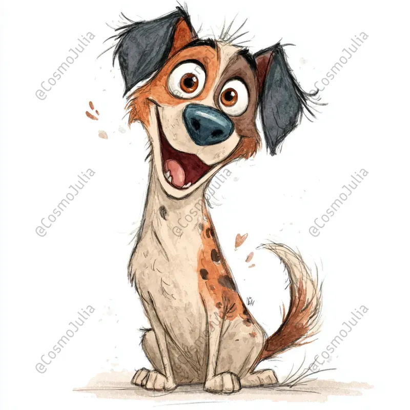 Funny Cheerful Watercolor Animal Clipart