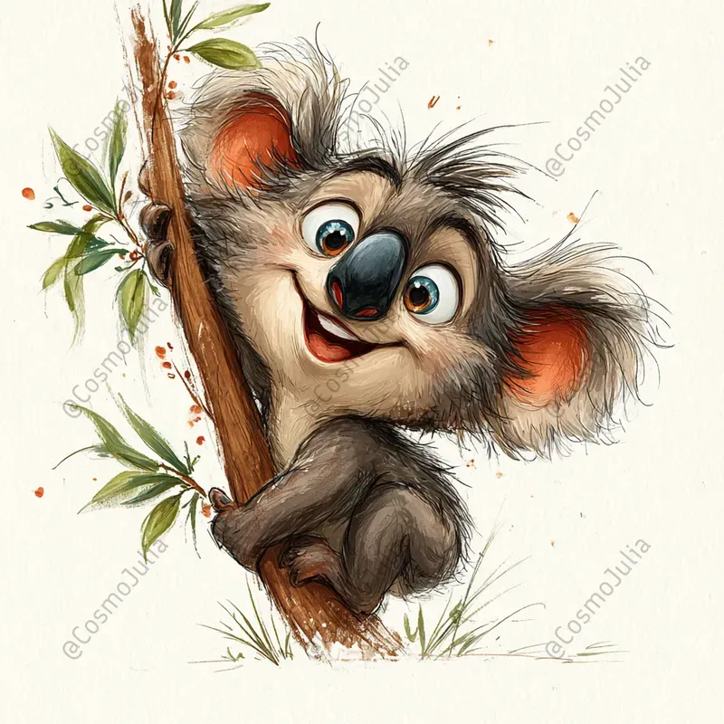 Funny Cheerful Watercolor Animal Clipart