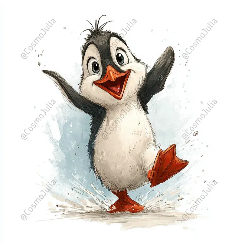 Funny Cheerful Watercolor Animal Clipart