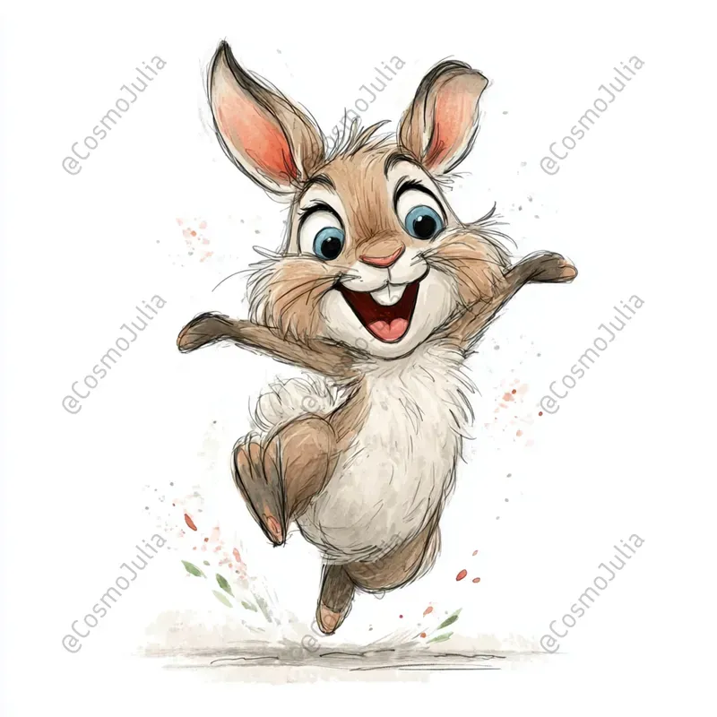 Funny Cheerful Watercolor Animal Clipart