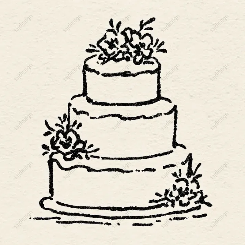 Vintage Wedding Line Art