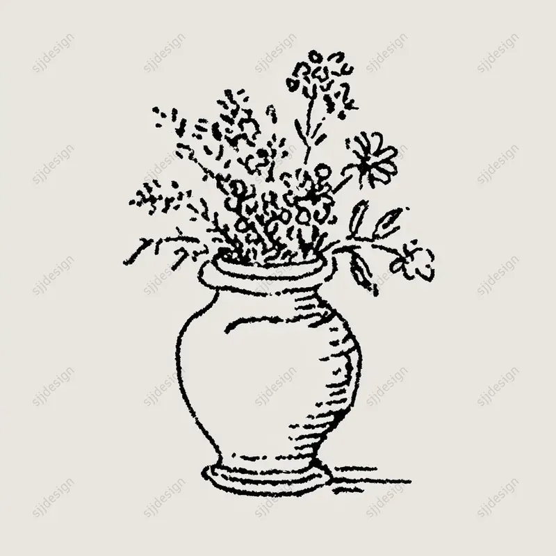 Vintage Wedding Line Art