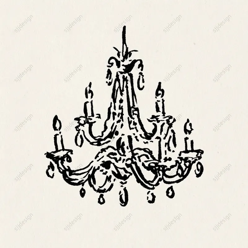 Vintage Wedding Line Art