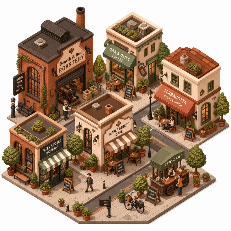 Isometric Microcity Scene Icons