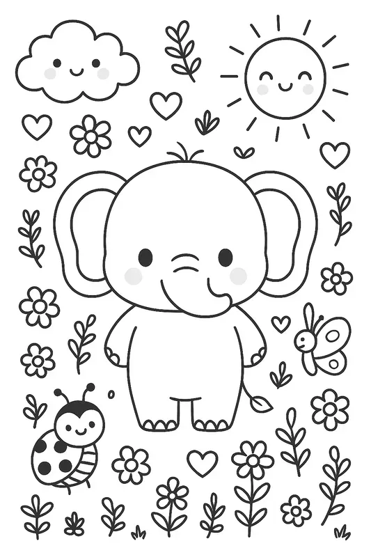 Kawaii Coloring Book Promptcute Animals