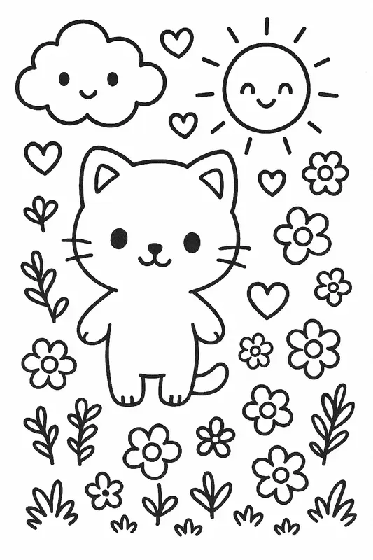 Kawaii Coloring Book Promptcute Animals