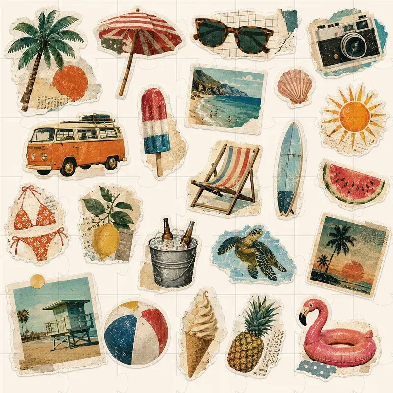 Retro Collage Sticker Sheets