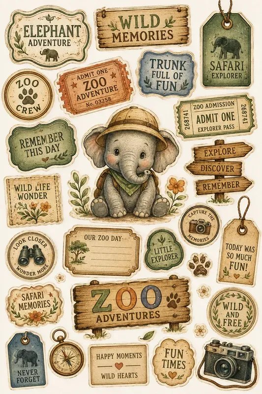Vintage Zoo Memory Sticker Sheets