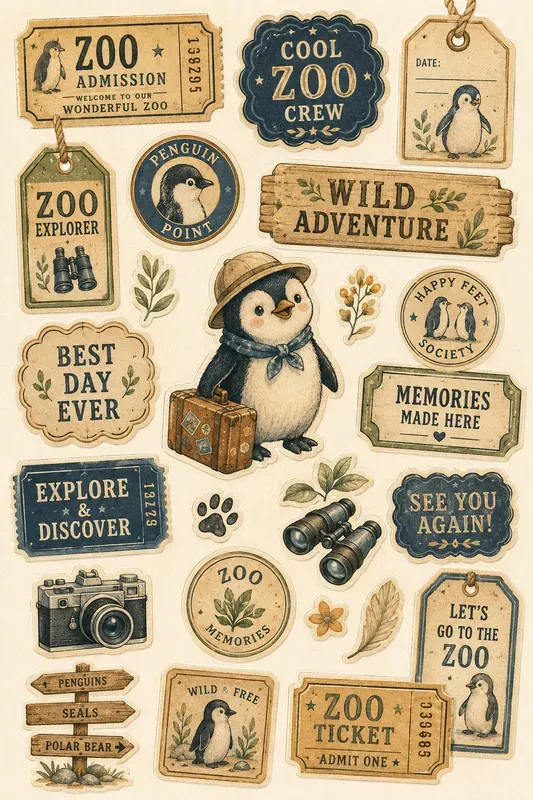 Vintage Zoo Memory Sticker Sheets