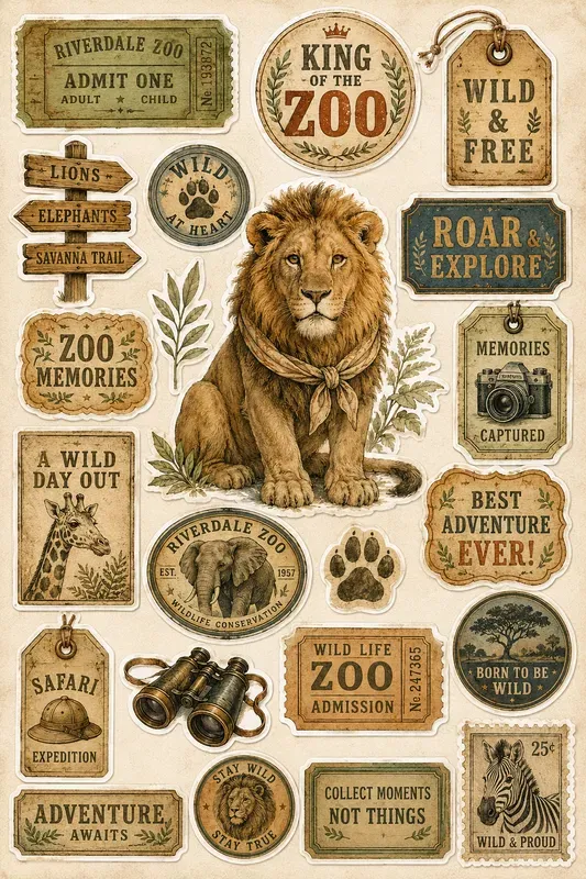 Vintage Zoo Memory Sticker Sheets