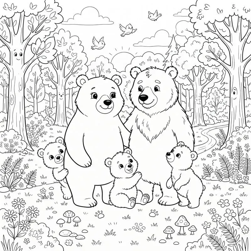 Adorable Animal Family Coloring Pages