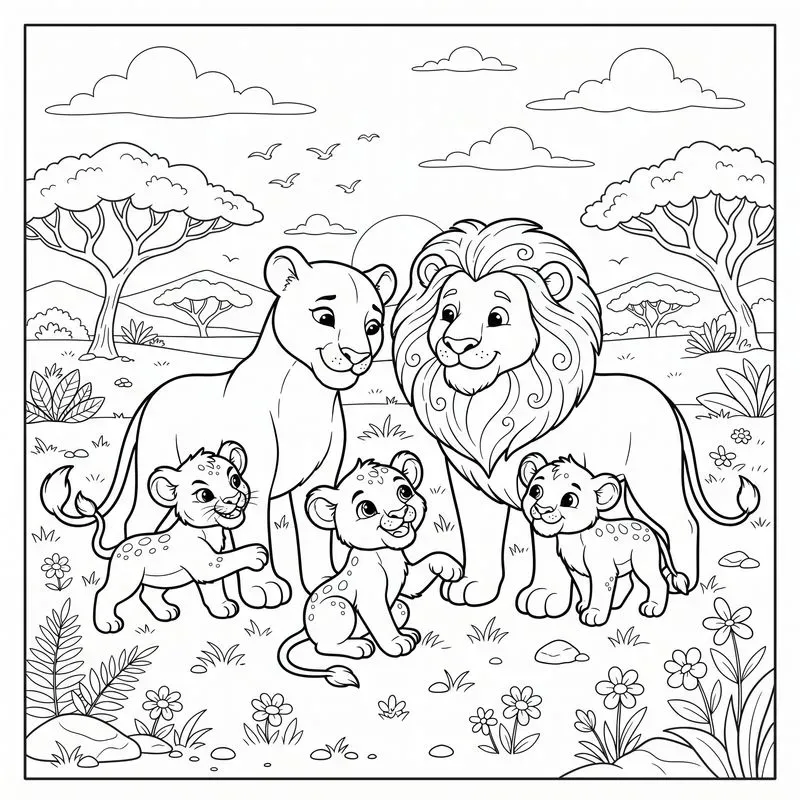 Adorable Animal Family Coloring Pages