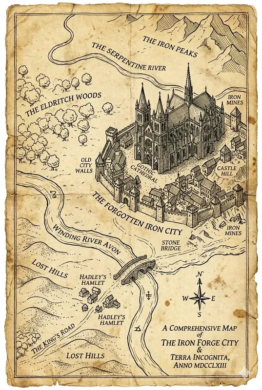 Antique Fantasy Map Architect Sketches