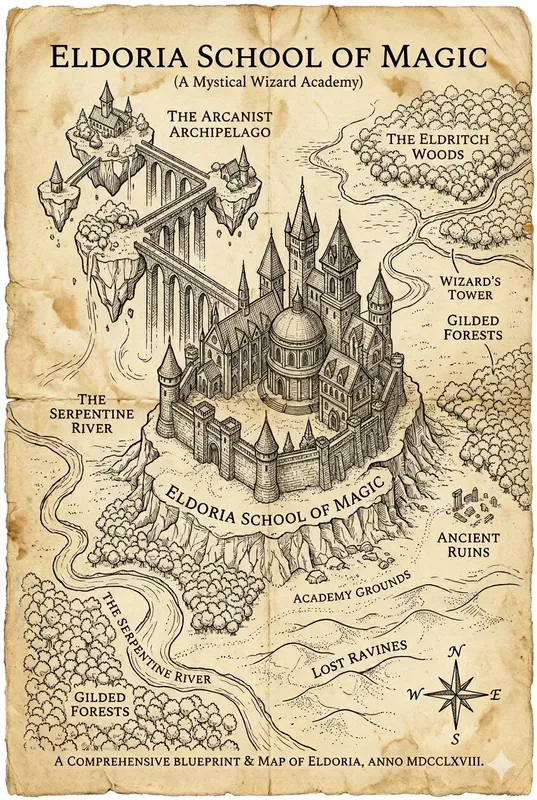 Antique Fantasy Map Architect Sketches