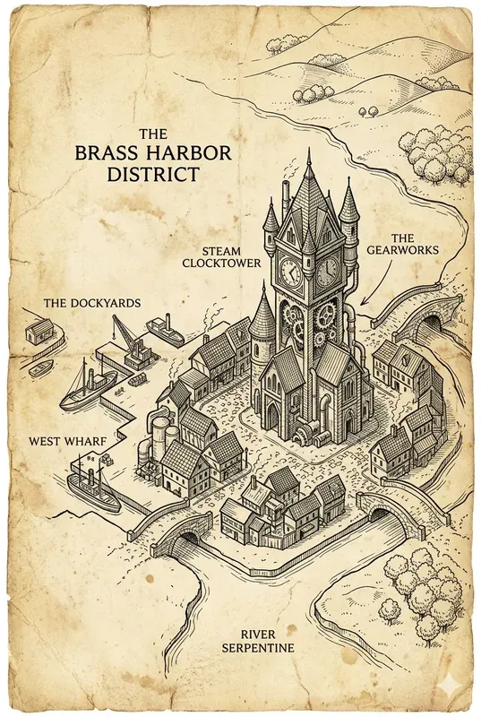 Antique Fantasy Map Architect Sketches