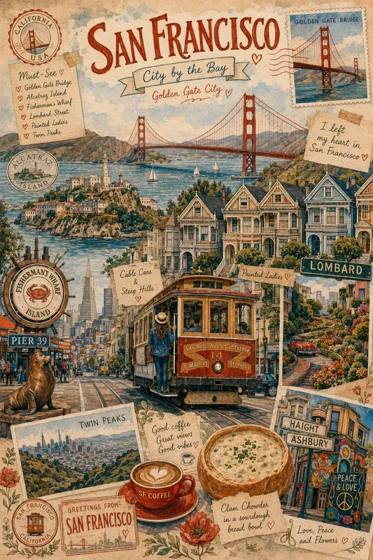 Whimsical Travel Collage Posters